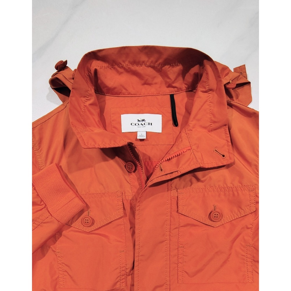 COACH New York Windbreaker Coat Jacket Orange Detach Sleeves  Small Hoodie - Picture 5 of 16